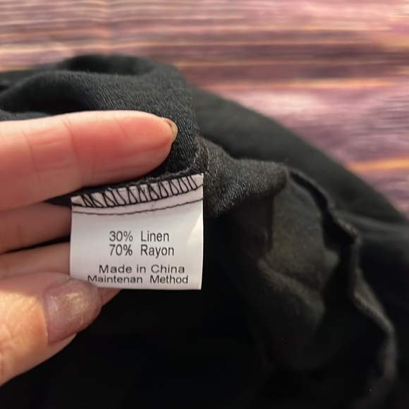 Black linen blend wide leg pants - Picture 4 of 8